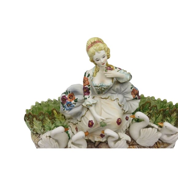 CAPODIMONTE Beautiful LADY with Swans Large Figurine Made in Italy 20" Vintage - Picture 4 of 10